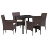 Ensemble de salle à manger pour jardin 5 pcs Marron polyrotin 564585564585
