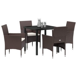 Ensemble de salle à manger pour jardin 5 pcs Marron polyrotin 564585564585