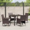 Ensemble de salle à manger pour jardin 5 pcs Marron polyrotin 564585564585