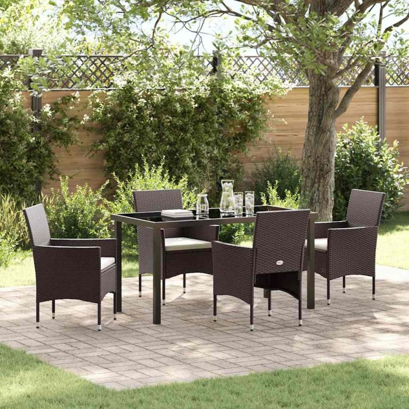 Ensemble de salle à manger pour jardin 5 pcs Marron polyrotin 564586564586