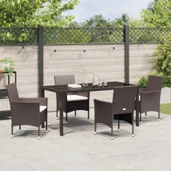 Ensemble de salle à manger pour jardin 5 pcs Marron polyrotin 564586564586