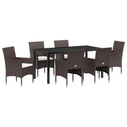 Ensemble de salle à manger pour jardin 7 pcs Marron polyrotin 564587564587