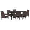 Ensemble de salle à manger pour jardin 7 pcs Marron polyrotin 564587564587