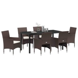 Ensemble de salle à manger pour jardin 7 pcs Marron polyrotin 564587564587