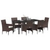Ensemble de salle à manger pour jardin 7 pcs Marron polyrotin 564587564587