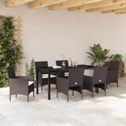 Ensemble de salle à manger pour jardin 7 pcs Marron polyrotin 564587564587