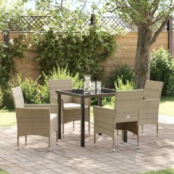 Ensemble de salle à manger pour jardin 5 pcs Beige polyrotin 564588564588