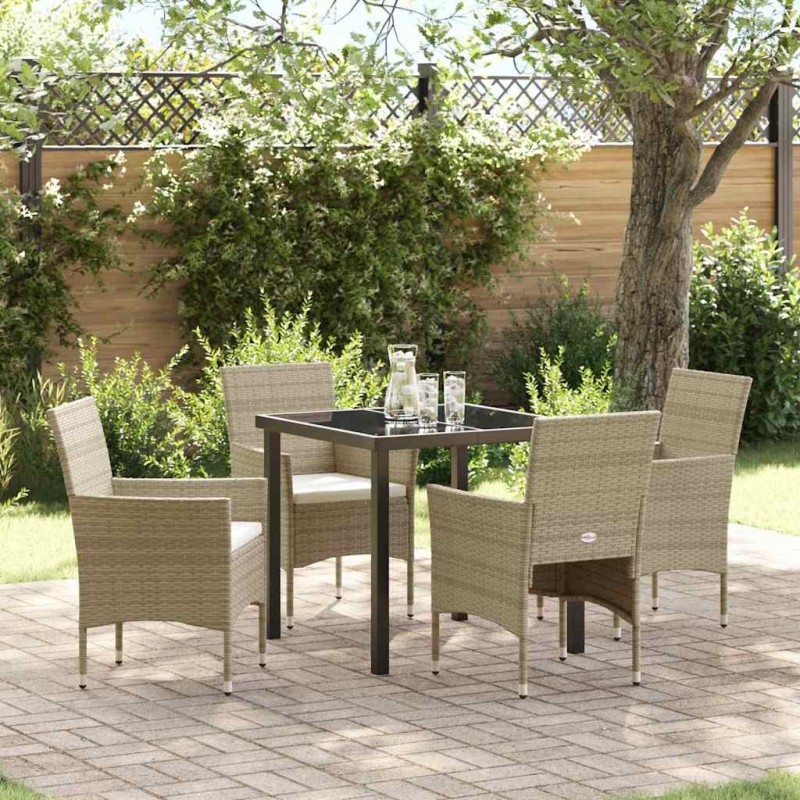 Ensemble de salle à manger pour jardin 5 pcs Beige polyrotin 564588564588