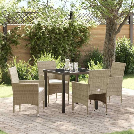 Ensemble de salle à manger pour jardin 5 pcs Beige polyrotin 564588564588
