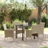 Ensemble de salle à manger pour jardin 5 pcs Beige polyrotin 564588564588