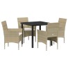 Ensemble de salle à manger pour jardin 5 pcs Beige polyrotin 564588564588