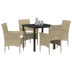 Ensemble de salle à manger pour jardin 5 pcs Beige polyrotin 564588564588