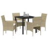 Ensemble de salle à manger pour jardin 5 pcs Beige polyrotin 564588564588