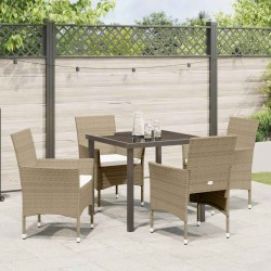 Ensemble de salle à manger pour jardin 5 pcs Beige polyrotin 564588564588