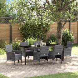 Ensemble de salle à manger pour jardin 7 pcs Gris polyrotin 564590564590