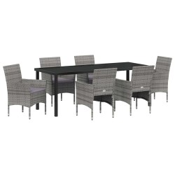 Ensemble de salle à manger pour jardin 7 pcs Gris polyrotin 564590564590