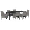 Ensemble de salle à manger pour jardin 7 pcs Gris polyrotin 564590564590