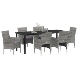 Ensemble de salle à manger pour jardin 7 pcs Gris polyrotin 564590564590