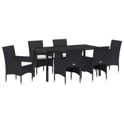 Ensemble de salle à manger pour jardin 7 pcs Noir polyrotin 564591564591