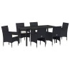 Ensemble de salle à manger pour jardin 7 pcs Noir polyrotin 564591564591