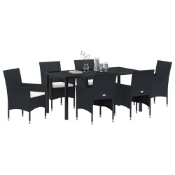 Ensemble de salle à manger pour jardin 7 pcs Noir polyrotin 564591564591