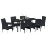 Ensemble de salle à manger pour jardin 7 pcs Noir polyrotin 564591564591
