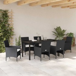 Ensemble de salle à manger pour jardin 7 pcs Noir polyrotin 564591564591