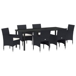 Ensemble de salle à manger pour jardin 7 pcs Noir polyrotin 564592564592