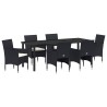 Ensemble de salle à manger pour jardin 7 pcs Noir polyrotin 564592564592