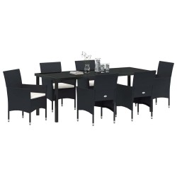 Ensemble de salle à manger pour jardin 7 pcs Noir polyrotin 564592564592
