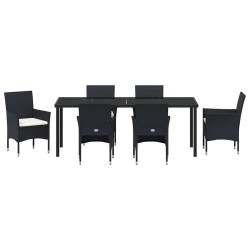 Ensemble de salle à manger pour jardin 7 pcs Noir polyrotin 564592564592