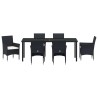 Ensemble de salle à manger pour jardin 7 pcs Noir polyrotin 564592564592