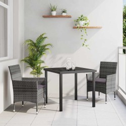 Ensemble de salle à manger pour jardin 3 pcs Gris polyrotin 564593564593