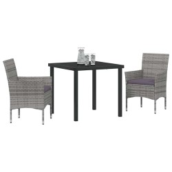 Ensemble de salle à manger pour jardin 3 pcs Gris polyrotin 564593564593