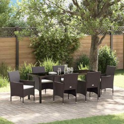 Ensemble de salle à manger pour jardin 7 pcs Marron polyrotin 564594564594