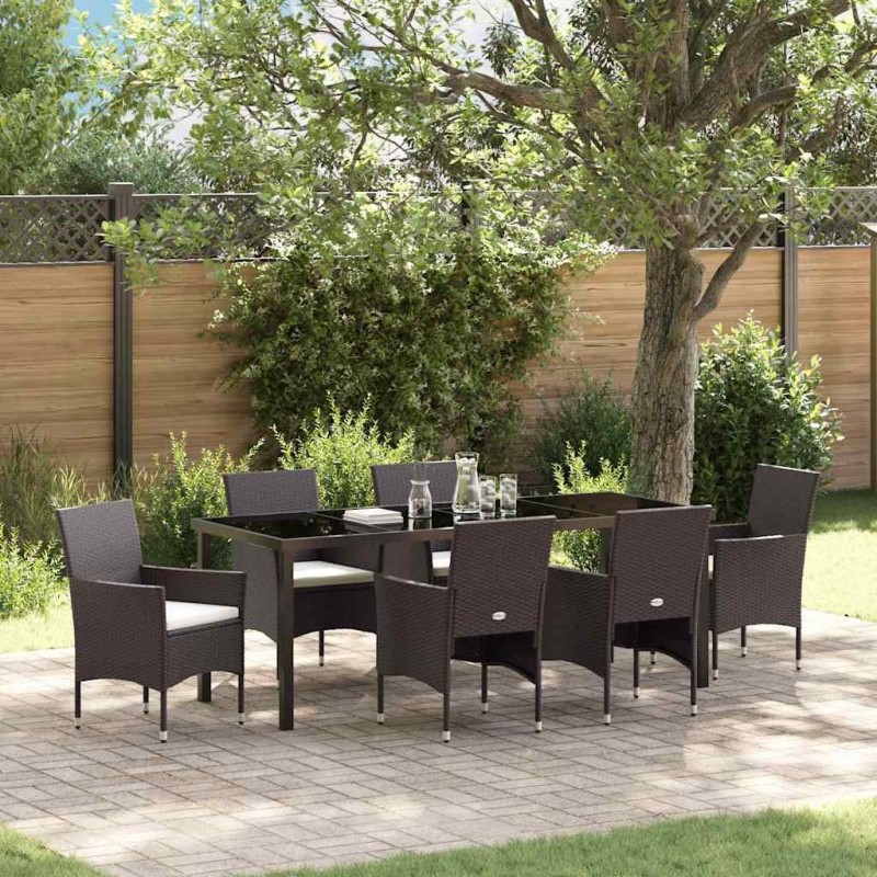 Ensemble de salle à manger pour jardin 7 pcs Marron polyrotin 564594564594
