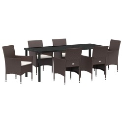 Ensemble de salle à manger pour jardin 7 pcs Marron polyrotin 564594564594