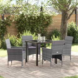 Ensemble de salle à manger pour jardin 5 pcs Gris polyrotin 564595564595