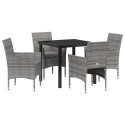 Ensemble de salle à manger pour jardin 5 pcs Gris polyrotin 564595564595
