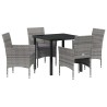 Ensemble de salle à manger pour jardin 5 pcs Gris polyrotin 564595564595