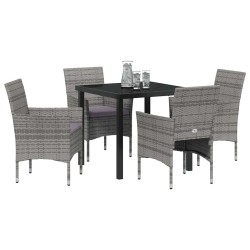Ensemble de salle à manger pour jardin 5 pcs Gris polyrotin 564595564595