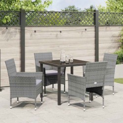 Ensemble de salle à manger pour jardin 5 pcs Gris polyrotin 564595564595