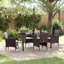 Ensemble de salle à manger pour jardin 5 pcs Marron polyrotin 564596564596