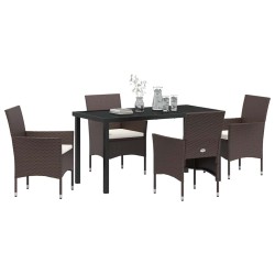 Ensemble de salle à manger pour jardin 5 pcs Marron polyrotin 564596564596