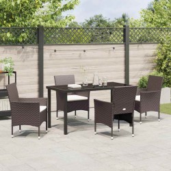 Ensemble de salle à manger pour jardin 5 pcs Marron polyrotin 564596564596
