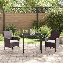 Ensemble de salle à manger pour jardin 3 pcs Marron polyrotin 564597564597