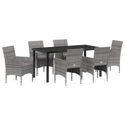 Ensemble de salle à manger pour jardin 7 pcs Gris polyrotin 564598564598