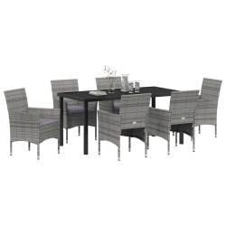 Ensemble de salle à manger pour jardin 7 pcs Gris polyrotin 564598564598