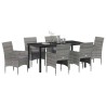 Ensemble de salle à manger pour jardin 7 pcs Gris polyrotin 564598564598