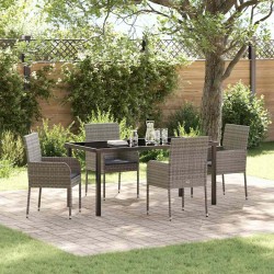 Ensemble de salle à manger pour jardin 5 pcs Gris polyrotin 564599564599